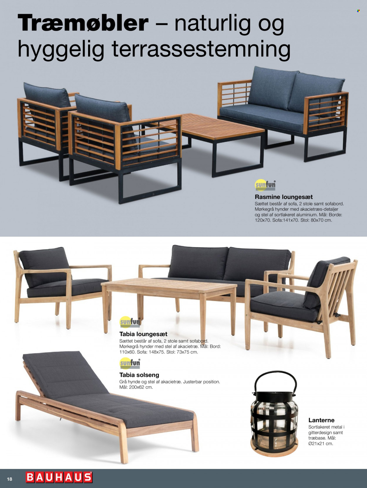 Bauhaus tilbud  - tilbudsprodukter - loungesæt, bord, sofabord, sofa, stol. Side 18.