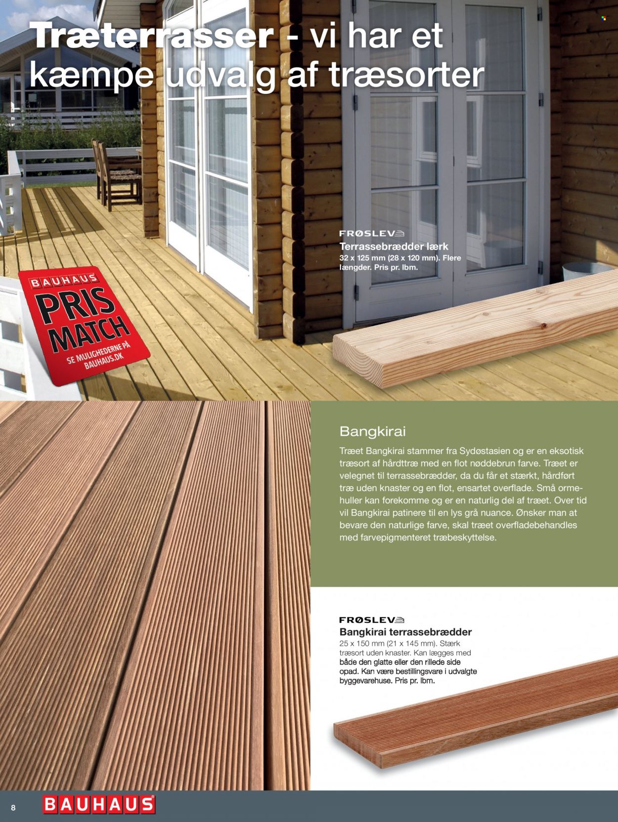 Bauhaus tilbud  - tilbudsprodukter - træbeskyttelse, terrassebrædder. Side 8.