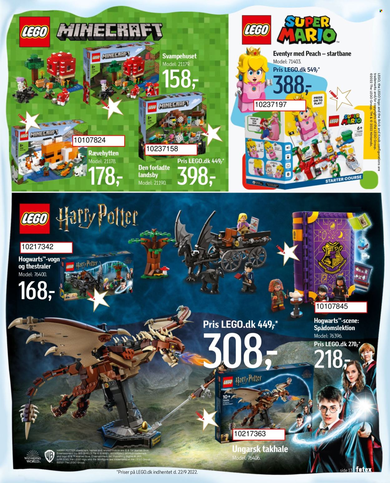 føtex tilbud  - 17.10.2022 - 31.12.2022 - tilbudsprodukter - Harry Potter, Nintendo, LEGO, Lego Harry Potter, Lego Minecraft. Side 13.