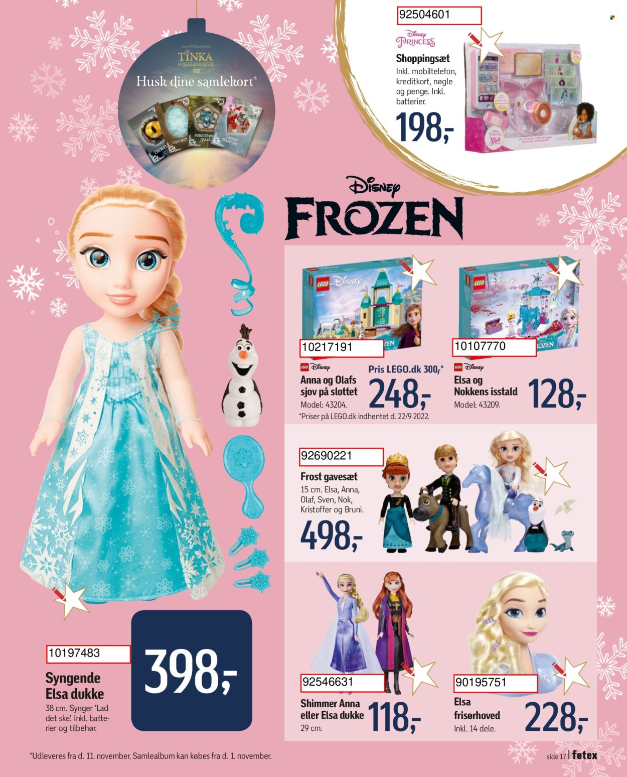 føtex tilbud  - 17.10.2022 - 31.12.2022 - tilbudsprodukter - Frozen, Disney, ske, Tinka, dukke, LEGO. Side 17.