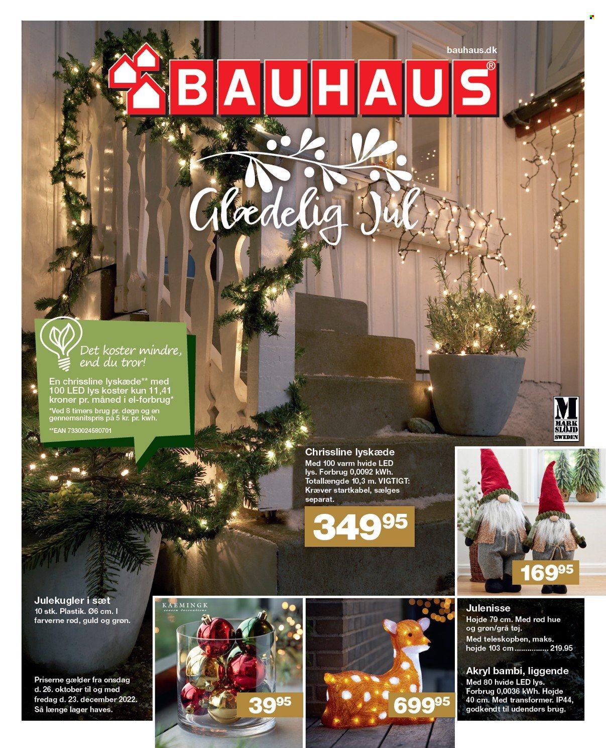 Bauhaus tilbud  - 26.10.2022 - 23.12.2022 - tilbudsprodukter - lyskæde, led lys. Side 1.