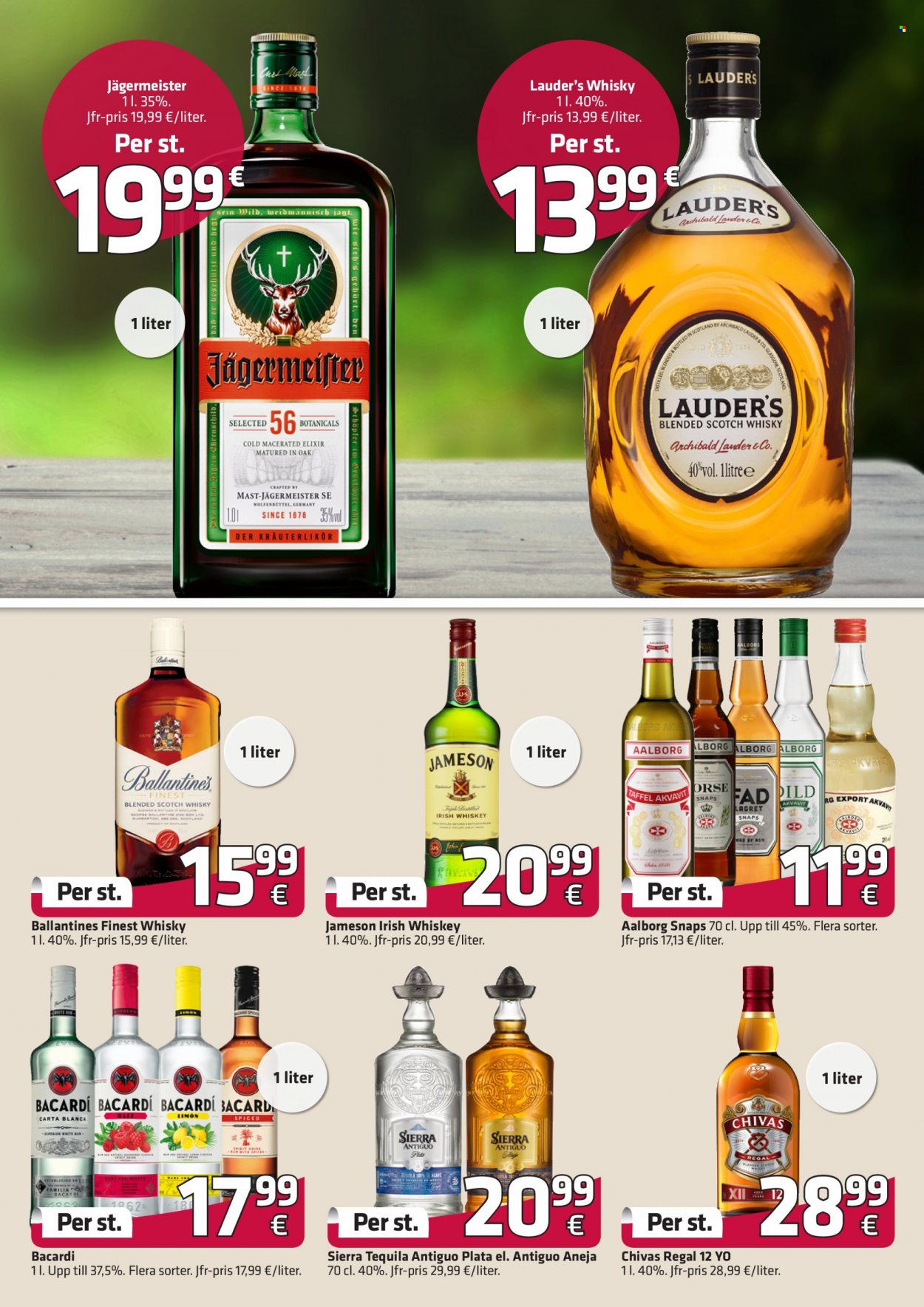 Fleggaard tilbud  - 4.1.2023 - 21.2.2023 - tilbudsprodukter - Aalborg, akvavit, Bacardi, Jägermeister, Jameson, rom, scotch whisky, snaps, tequila, whisky. Side 7.