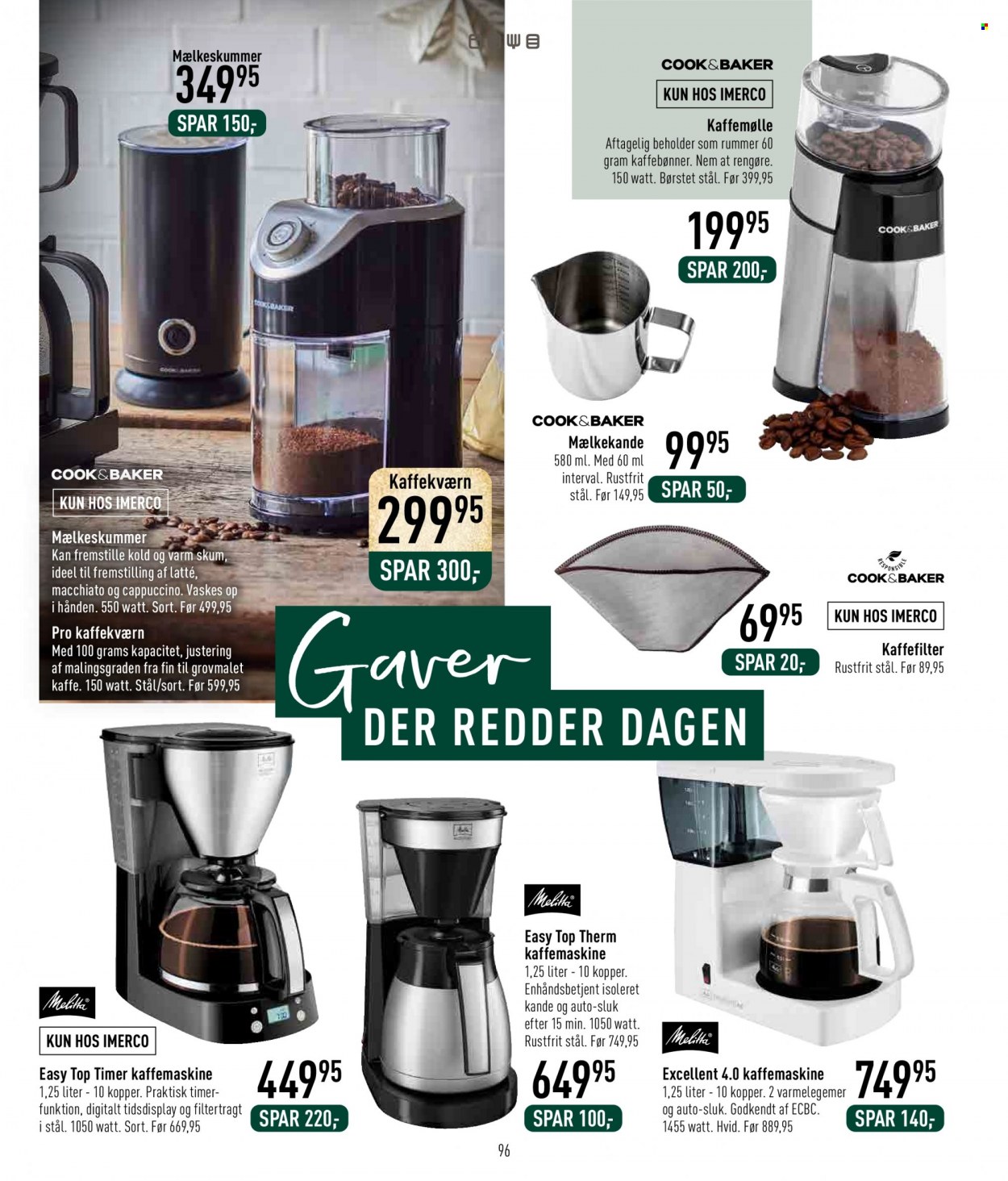 Imerco tilbud  - 20.10.2023 - 23.12.2023 - tilbudsprodukter - kaffeemaskine. Side 96.