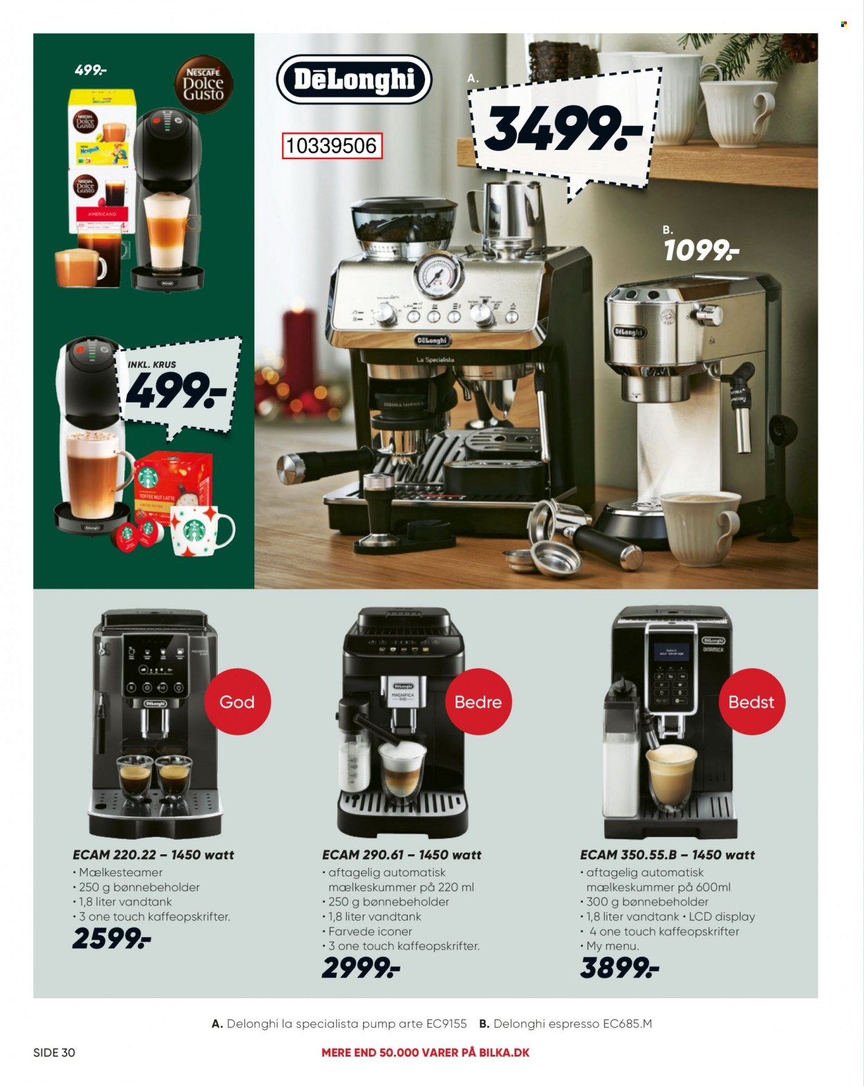 Bilka tilbud  - 28.10.2023 - 23.12.2023 - tilbudsprodukter - espresso, Nescafé, Dolce Gusto, krus. Side 30.