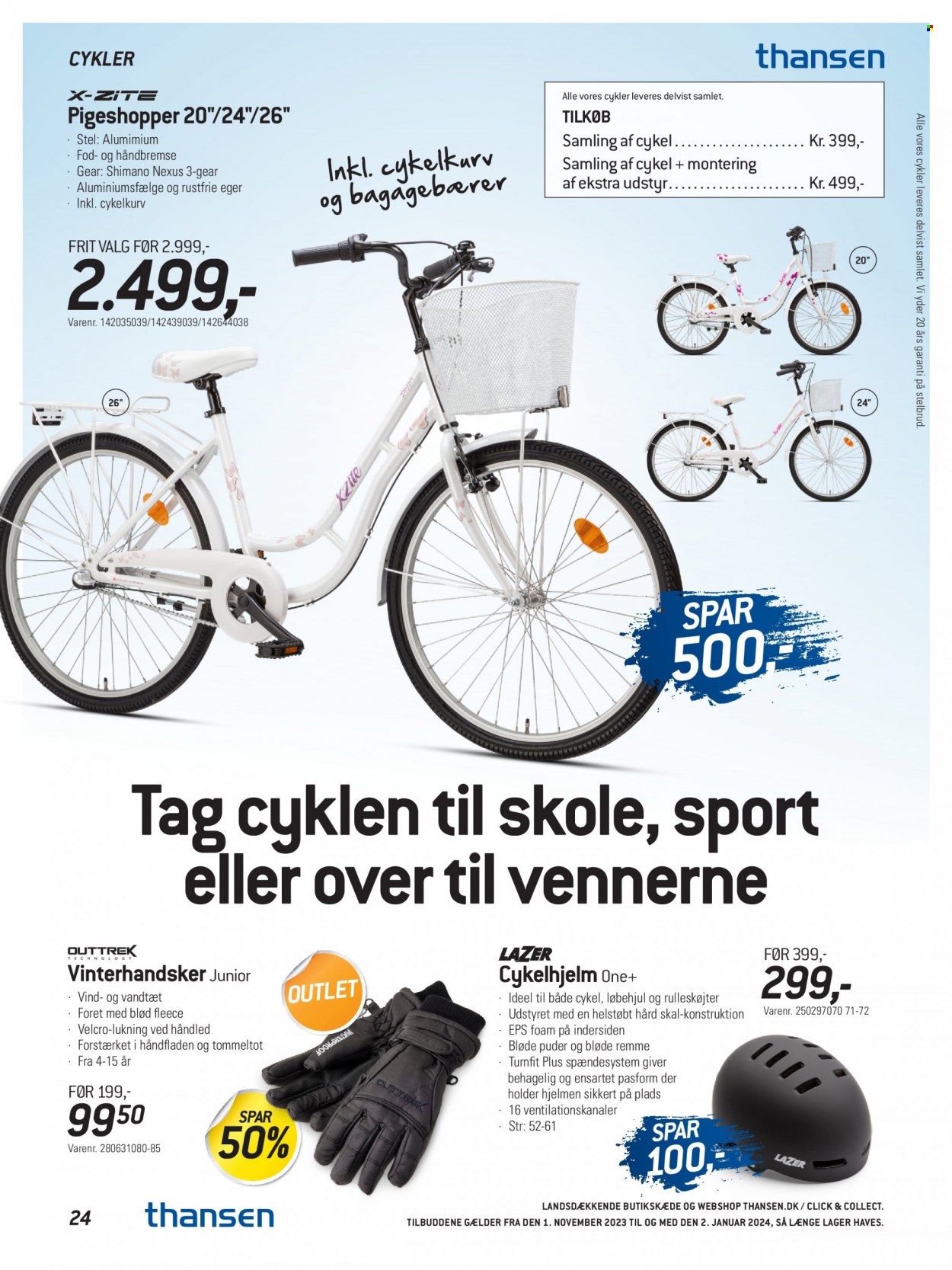 thumbnail - Thansen tilbud  - 1.11.2023 - 2.1.2024 - tilbudsprodukter - skål, cykelhjelm, cykelkurv, løbehjul. Side 24.