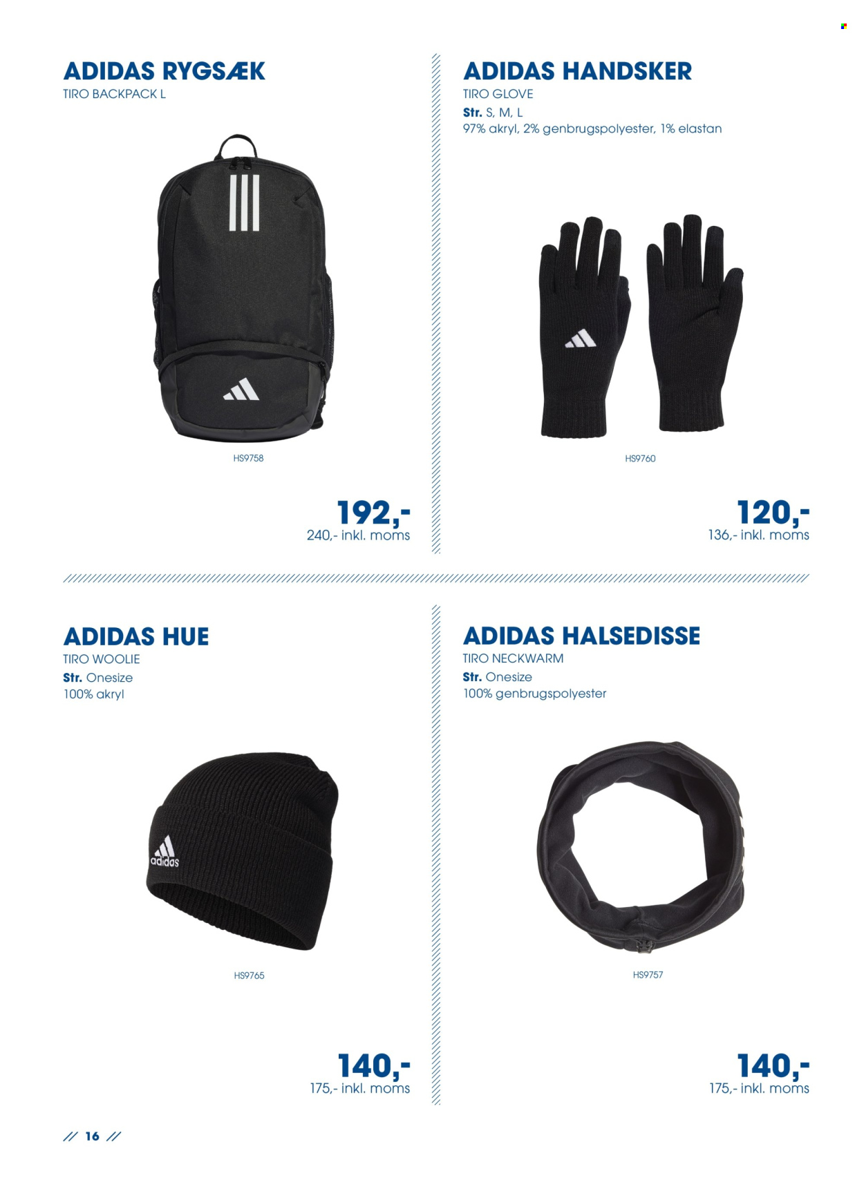 thumbnail - Sportigan tilbud  - tilbudsprodukter - Adidas, Hue, handske, rygsæk. Side 16.
