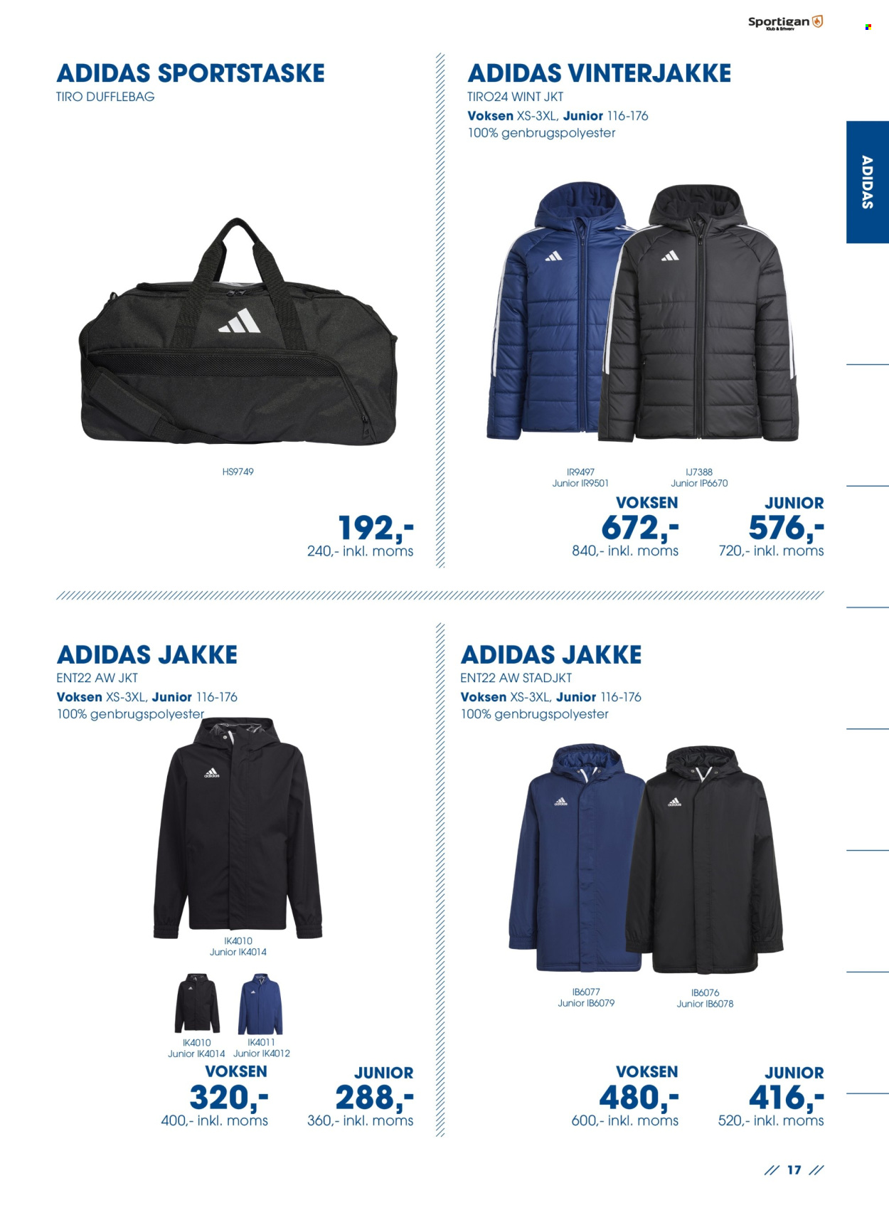 thumbnail - Sportigan tilbud  - tilbudsprodukter - Adidas, jakke. Side 17.