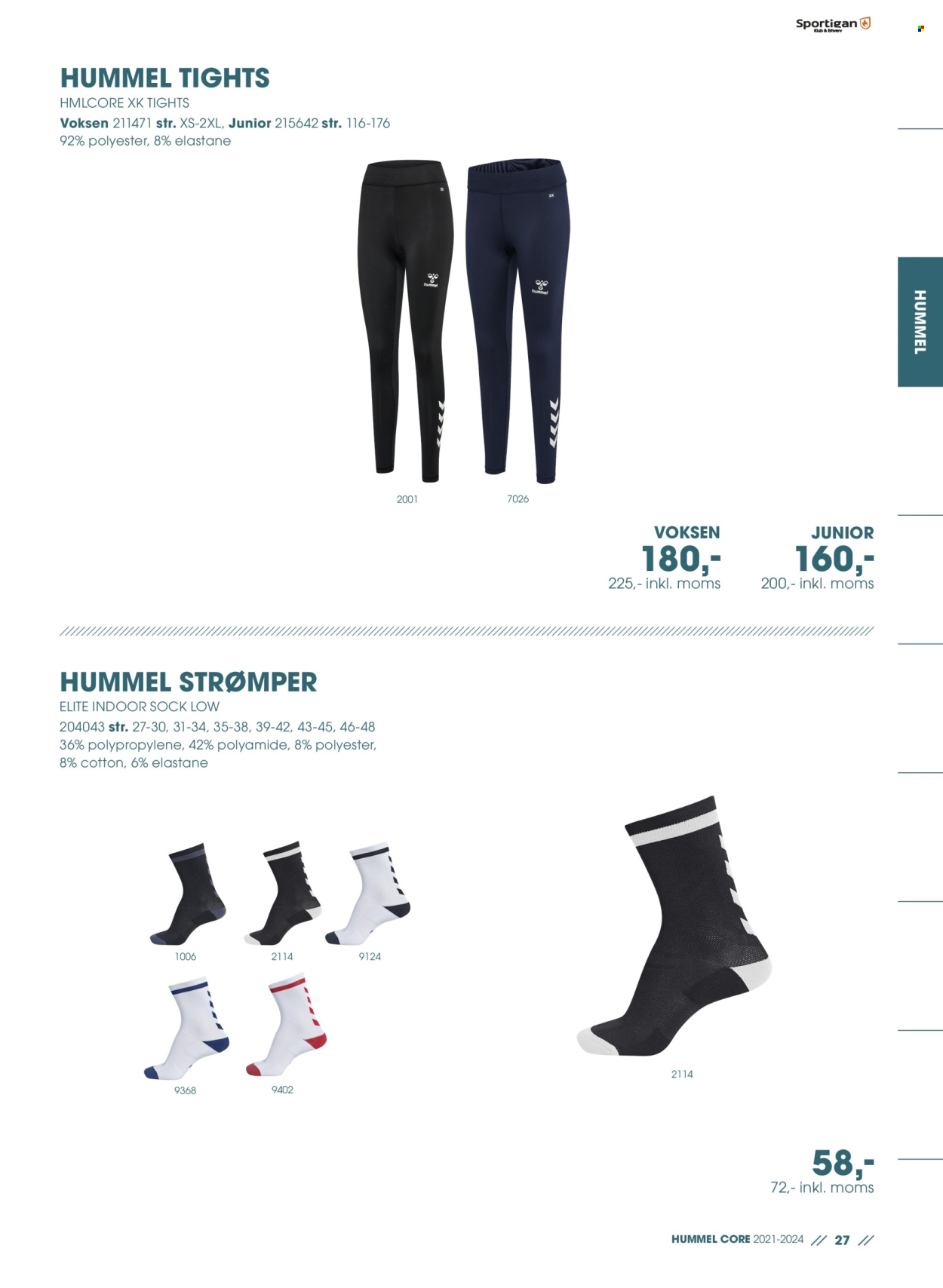 thumbnail - Sportigan tilbud  - tilbudsprodukter - Hummel, tights, strømper. Side 27.