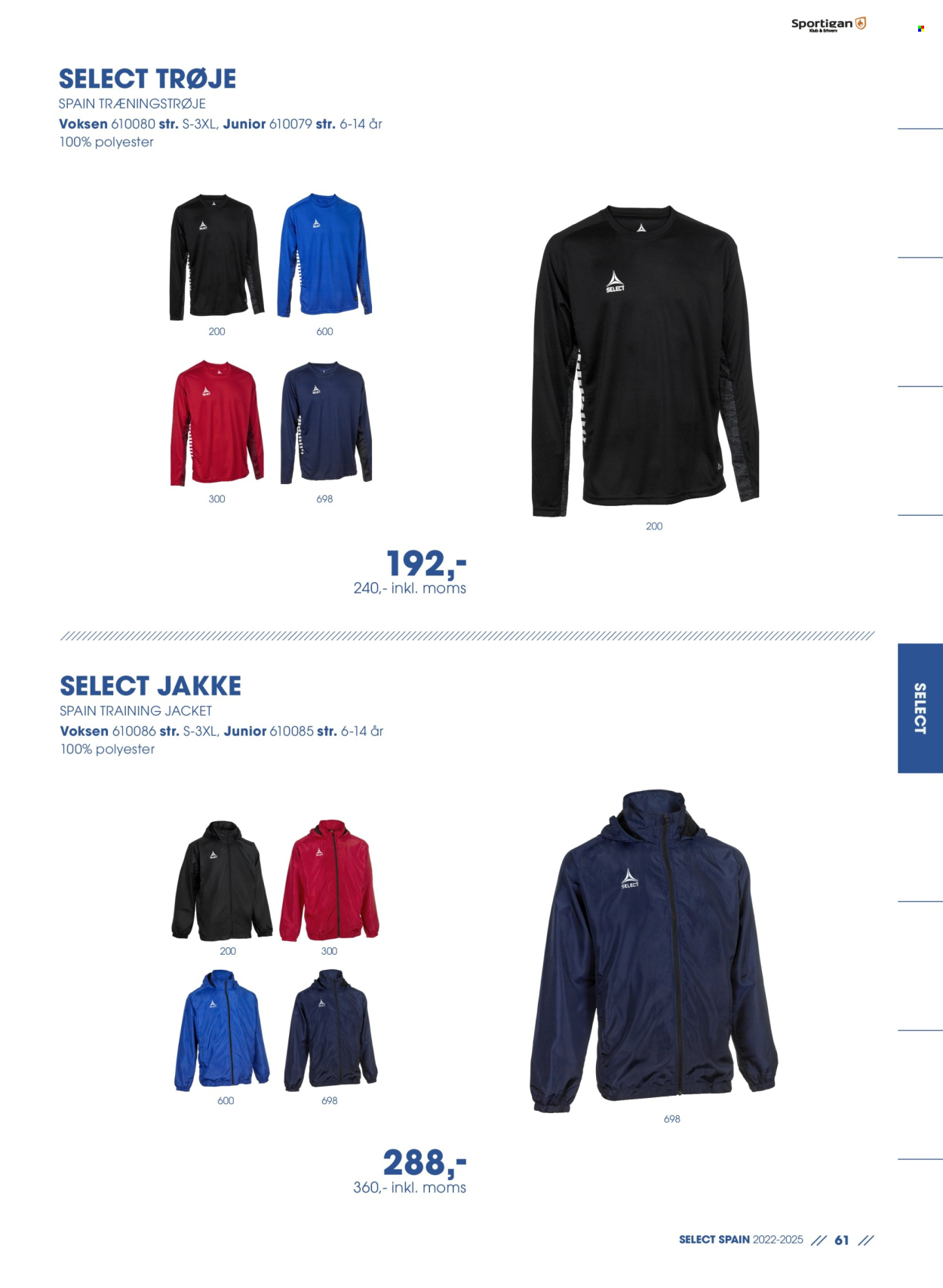 thumbnail - Sportigan tilbud  - tilbudsprodukter - jakke, trøje, Select. Side 61.