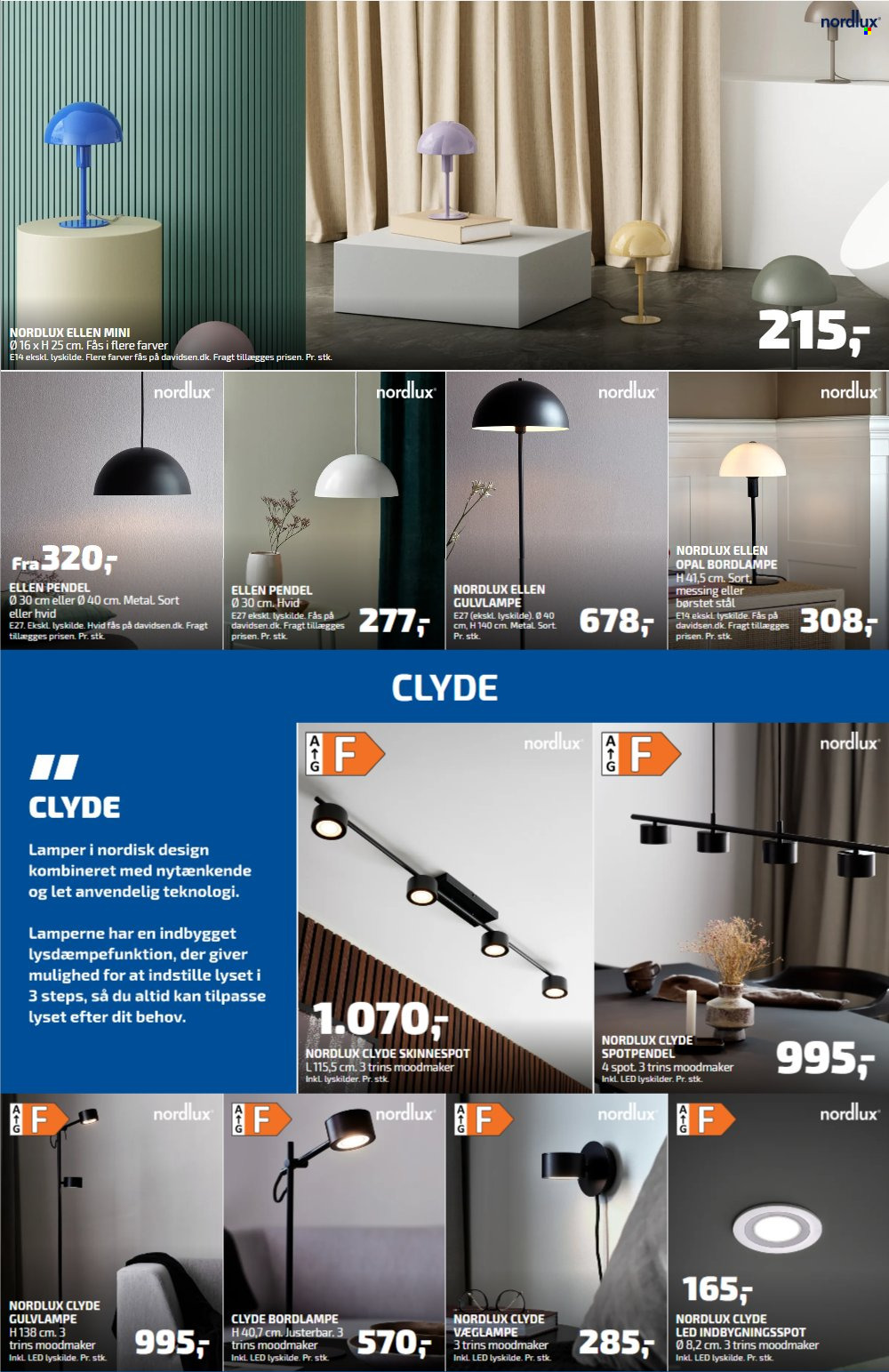 thumbnail - Davidsen tilbud  - tilbudsprodukter - pendel, bordlampe, gulvlampe, Nordlux. Side 10.