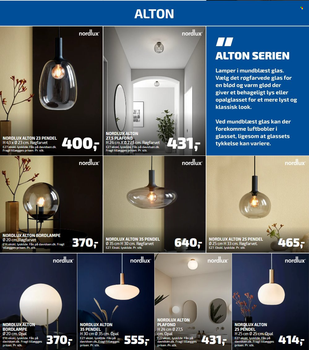 thumbnail - Davidsen tilbud  - tilbudsprodukter - lys, pendel, bordlampe, Nordlux, plafond. Side 12.