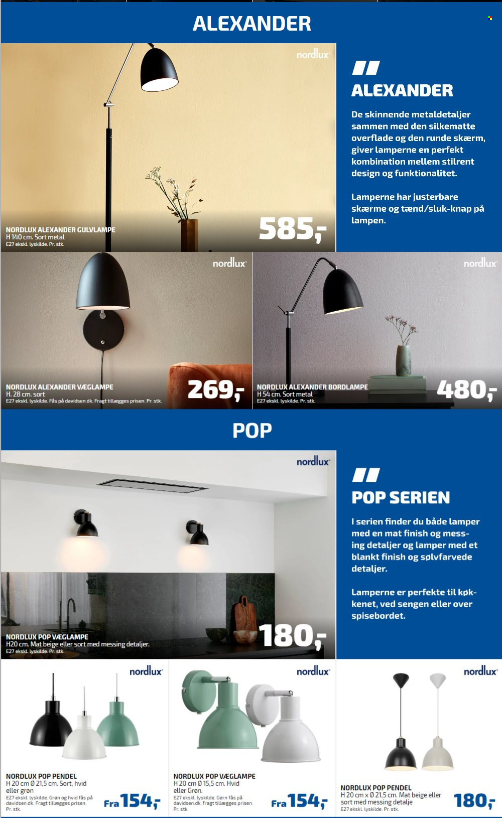 thumbnail - Davidsen tilbud  - tilbudsprodukter - pendel, bordlampe, gulvlampe, Nordlux. Side 13.