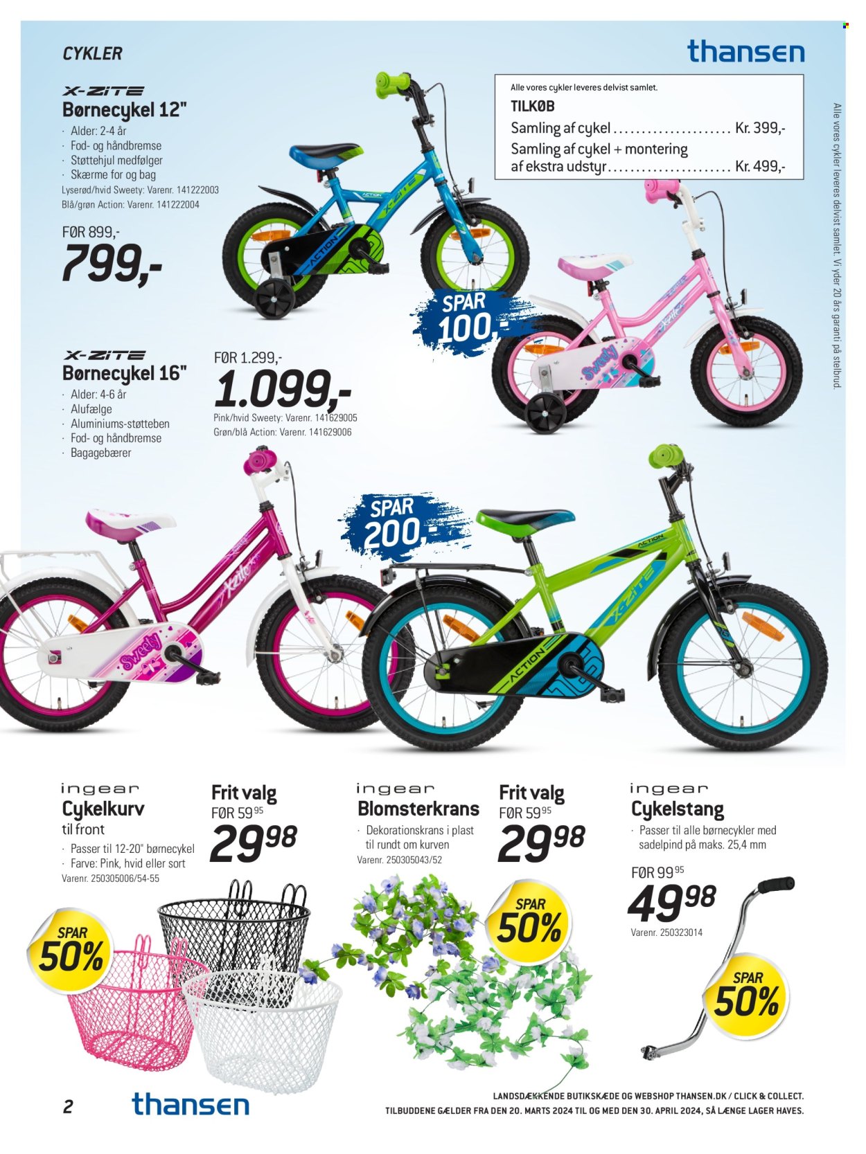 thumbnail - Thansen tilbud  - 20.3.2024 - 30.4.2024 - tilbudsprodukter - cykelkurv, børnecykel. Side 2.