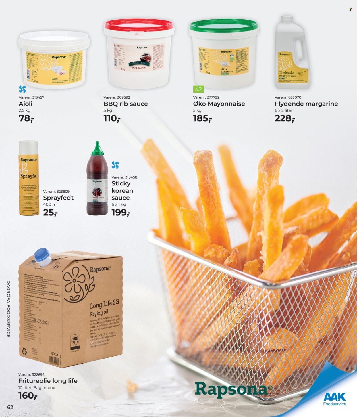 thumbnail - Dagrofa tilbud  - 1.4.2024 - 31.5.2024 - tilbudsprodukter - flydende margarine, margarine, mayonnaise, sauce. Side 62.