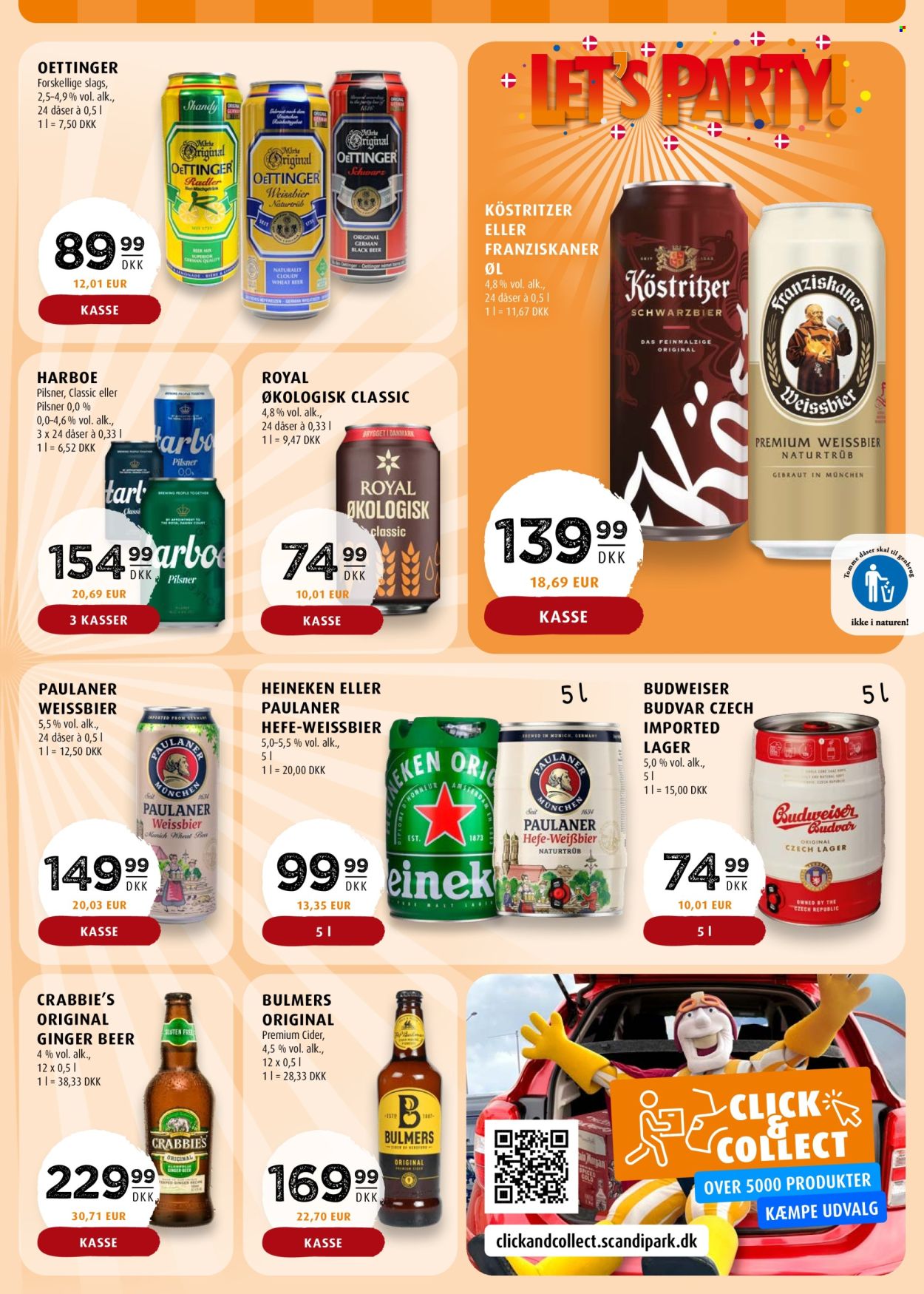 thumbnail - Scandinavian Park tilbud  - 18.4.2024 - 22.5.2024 - tilbudsprodukter - ginger ale, Heineken, Royal Pilsner, øl, Paulaner, cider. Side 21.
