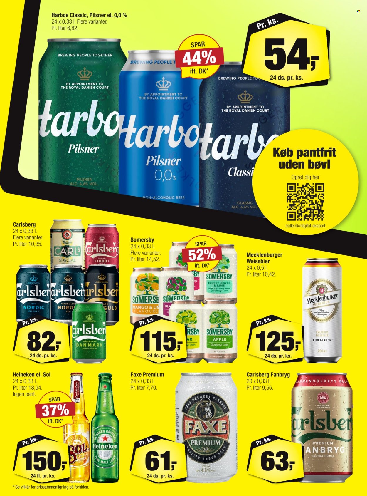 thumbnail - Calle tilbud  - 24.4.2024 - 14.5.2024 - tilbudsprodukter - Carlsberg, Heineken, øl, Harboe pilsner, cider. Side 17.
