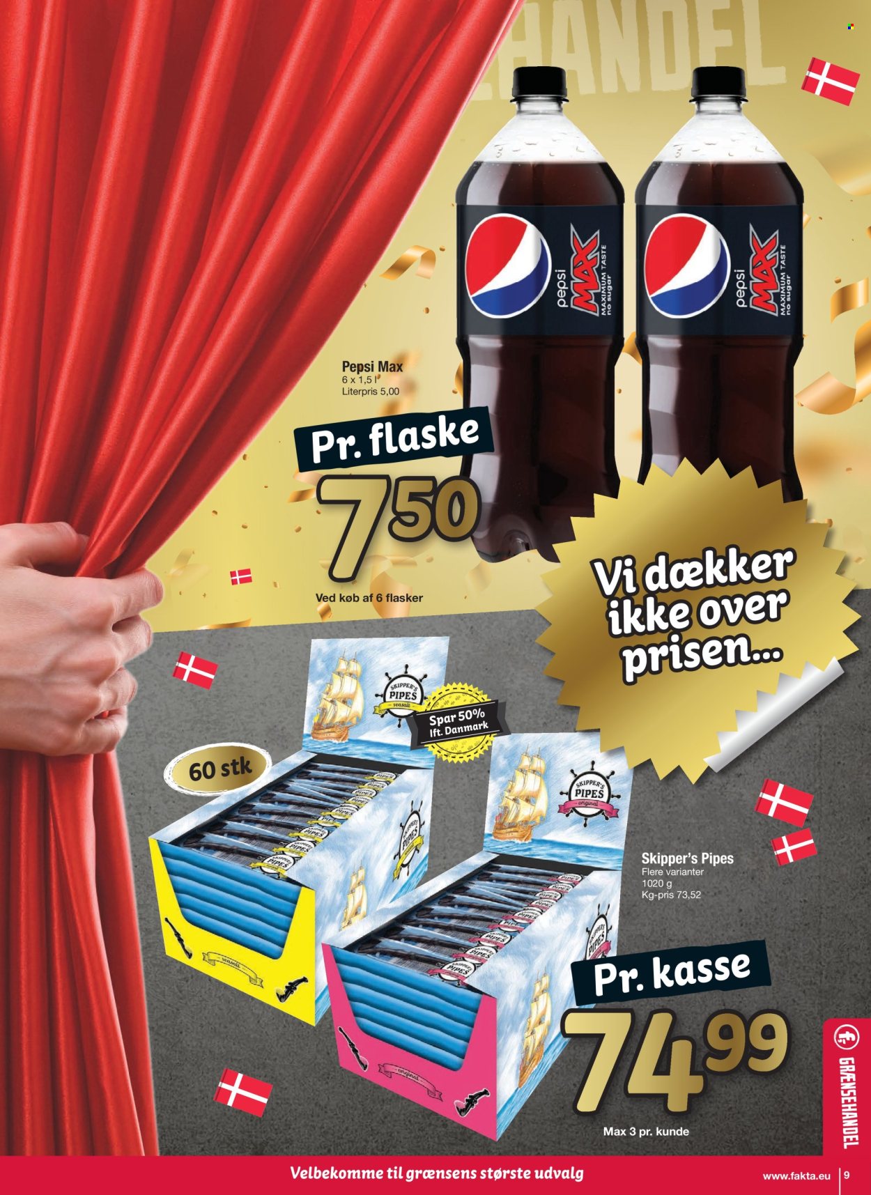 thumbnail - fakta Tyskland tilbud  - 24.4.2024 - 7.5.2024 - tilbudsprodukter - Skipper's Pipes, Pepsi, sodavand, Pepsi Max. Side 10.