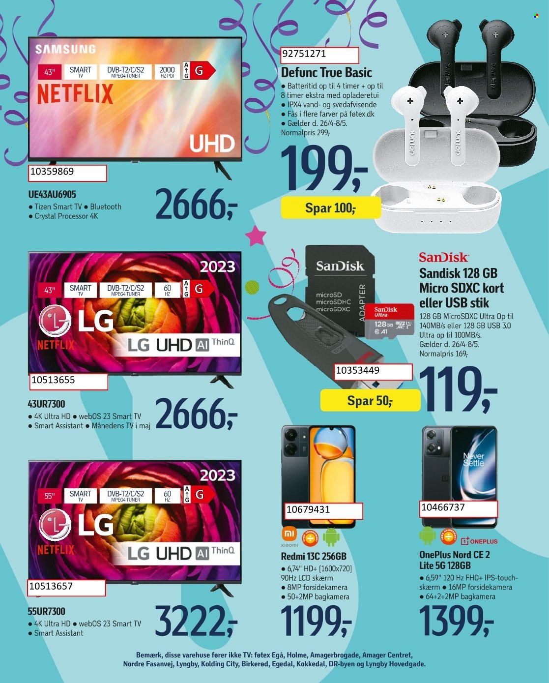 thumbnail - føtex tilbud  - 26.4.2024 - 8.5.2024 - tilbudsprodukter - LG, Samsung, Smart TV, Xiaomi, SDXC. Side 59.
