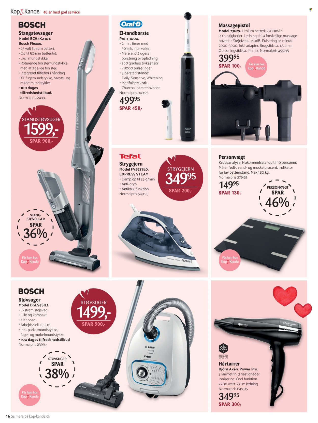 thumbnail - Kop & Kande tilbud  - 26.4.2024 - 12.5.2024 - tilbudsprodukter - Bosch, tandbørste, lys, støvsuger, hårtørrer, børste. Side 16.