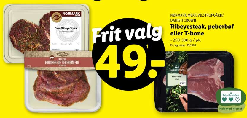 Ribeyesteak, peberbøf eller T-bone
