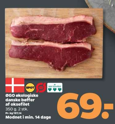 ØGO økologiske danske bøffer af oksefilet