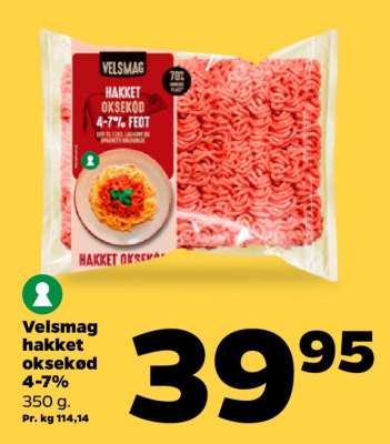 Velsmag hakket oksekød 4-7%