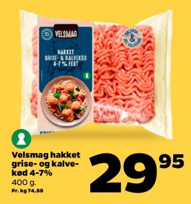 Velsmag hakket grise- og kalvekød 4-7%