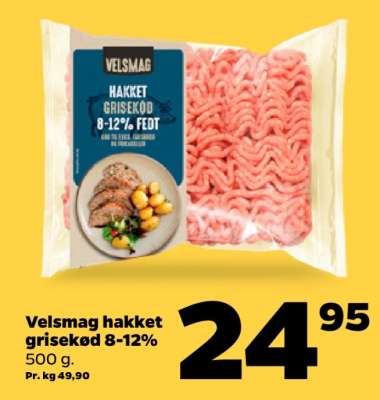 Velsmag hakket grisekød 8-12%