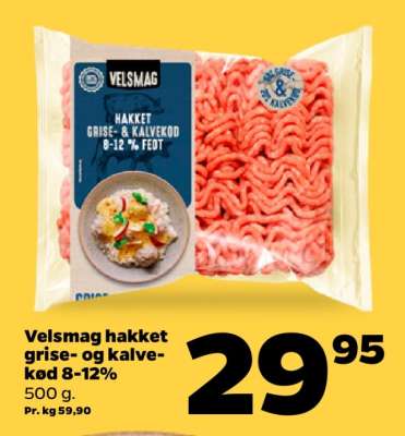 Velsmag hakket grise- og kalvekød 8-12%