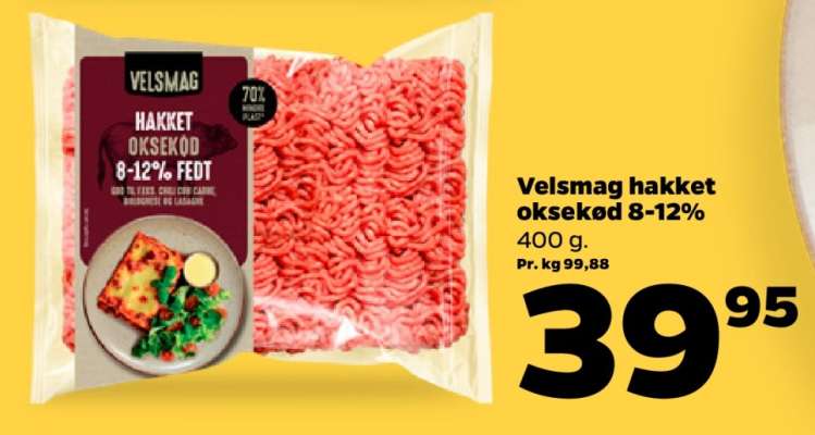 Velsmag hakket oksekød 8-12%