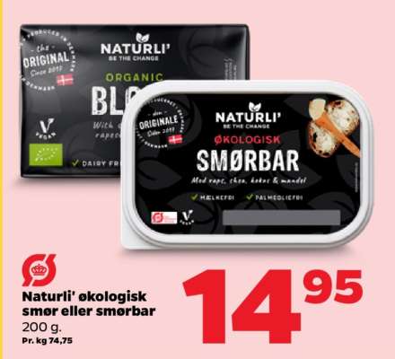 Naturli' økologisk smør eller smørbar
