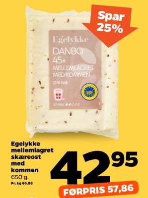 Egelykke mellemlagret skæreost med kommen