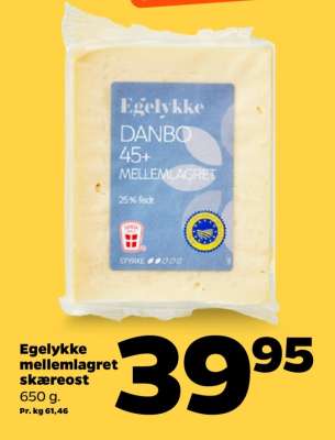 Egelykke mellemlagret skæreost