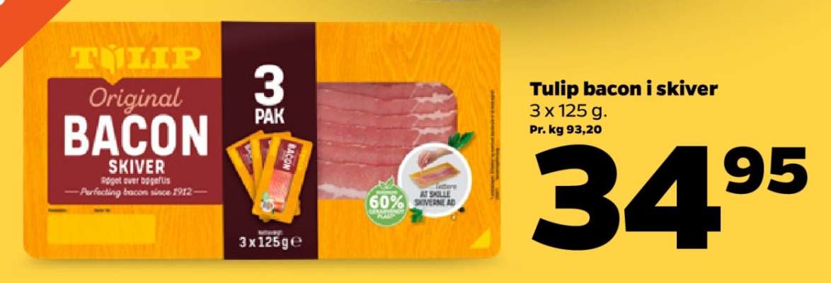 Tulip bacon i skiver