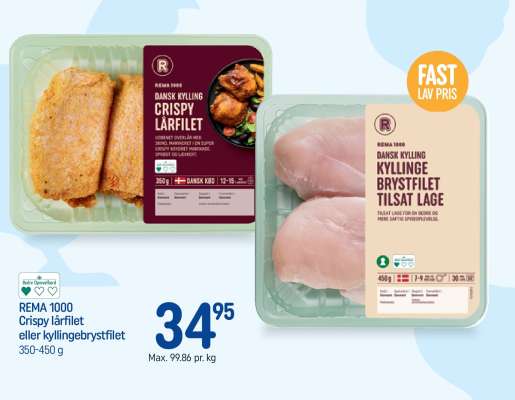 REMA 1000 Crispy lårfilet eller kyllingebrystfilet