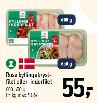 Rose kyllingebrystfilet eller -inderfilet