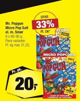 Mr. Popgun Micro Pop Salt el. m. Smør