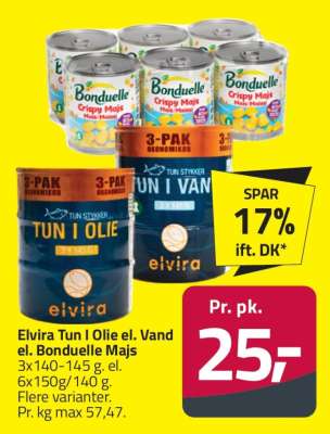 Elvira Tun I Olie el. Vand el. Bonduelle Majs