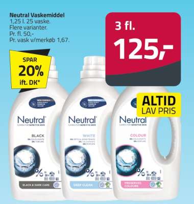 Neutral vaskemiddel