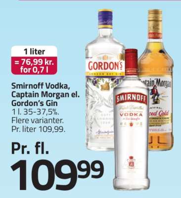 Smirnoff Vodka, Captain Morgan el. Gordon’s Gin