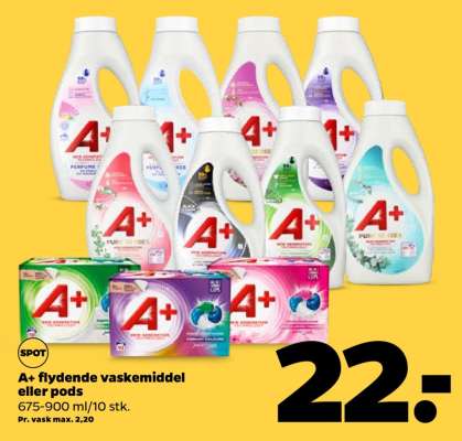 A+ flydende vaskemiddel eller pods