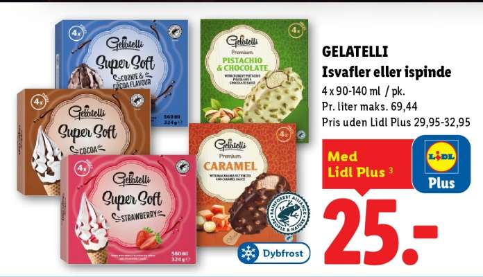 GELATELLI Isvafler eller ispinde