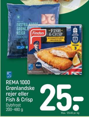 REMA 1000 Grønlandske rejer eller Fish & Crisp