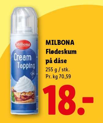 MILBONA Flødeskum på dåse