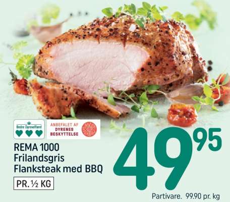 REMA 1000 Frilandsgris Flanksteak med BBQ