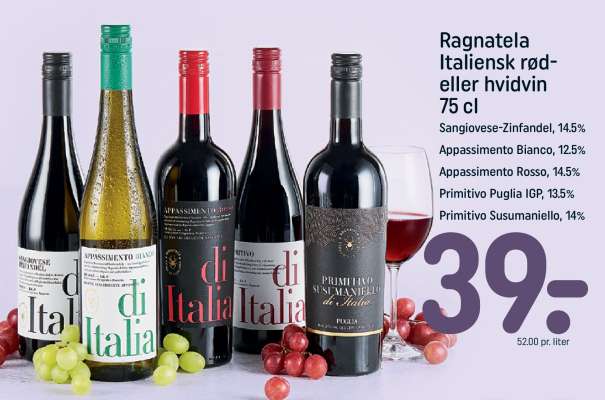 Ragnatela Italiensk rød- eller hvidvin 75 cl