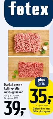 Hakket okse-/kylling- eller okse-/grisekød