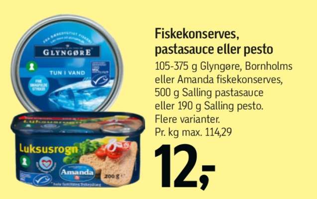 Fiskekonserves, pastasauce eller pesto