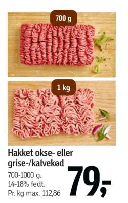 Hakket okse- eller grise-/ kalvekød