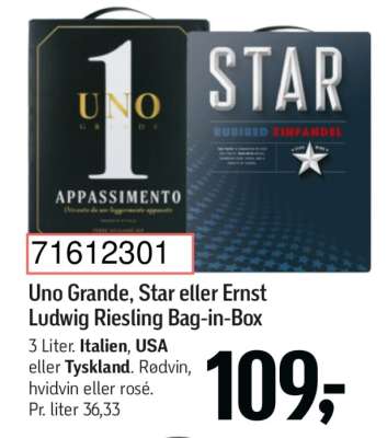 Uno Grande, Star eller Ernst Ludwig Riesling Bag-in-Box